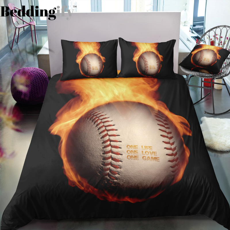 Black Flame Baseball Bedding Set - Beddingify