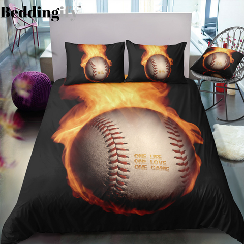 Image of Black Flame Baseball Bedding Set - Beddingify