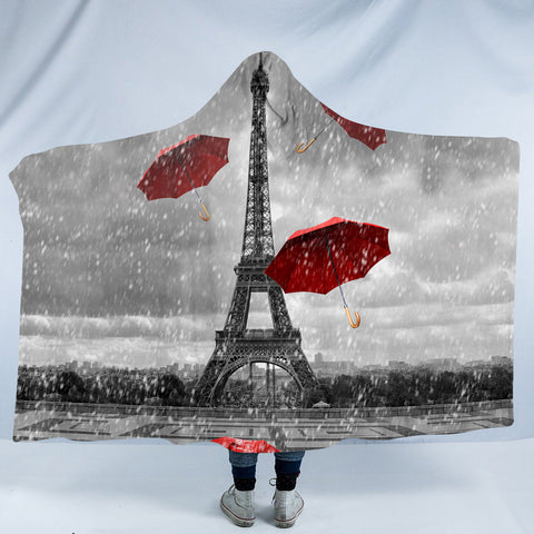 Image of Rainy Paris SW1533 Hooded Blanket