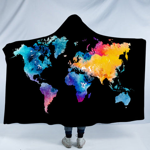Image of World Map SW0764 Hooded Blanket