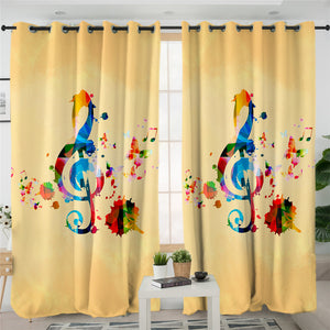 Treble Clef 2 Panel Curtains