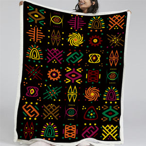 Ancient Egyptian Motif Sherpa Fleece Blanket - Beddingify