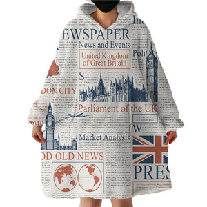 English Newspaper SWLF1508 Hoodie Wearable Blanket