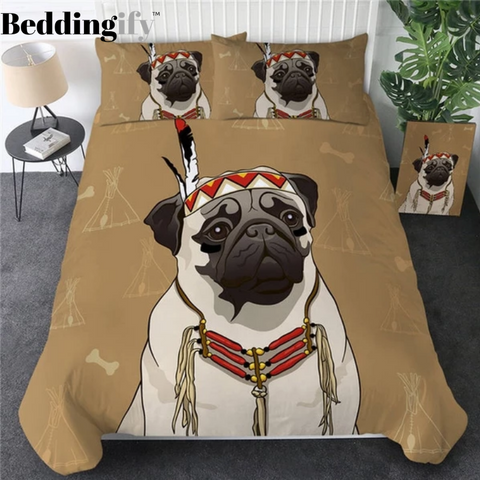 Image of Hippie Pug Comforter Set - Beddingify
