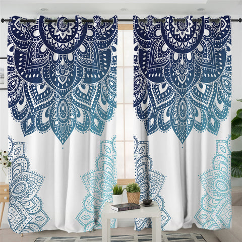 Image of Blue Mandala White 2 DKHCG125 Panel Curtains
