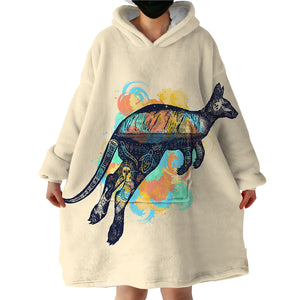 Stylized Kangaroo SWLF0753 Hoodie Wearable Blanket