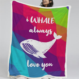 Geometric Whale Sherpa Fleece Blanket