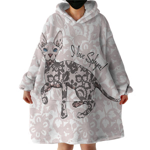 I Love Sphynx SWLF2704 Hoodie Wearable Blanket