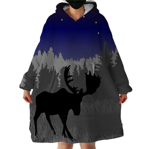 Image of Night Moose SWLF0085 Hoodie Wearable Blanket