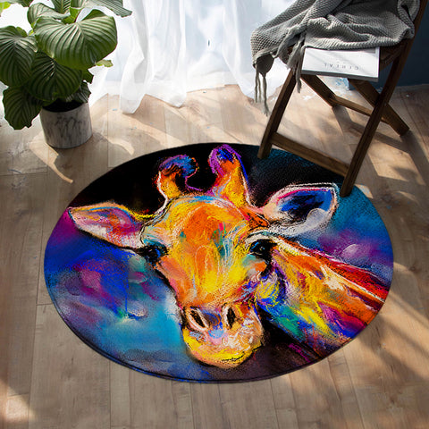 Image of Oilpainted Giraffe SW1548 Round Rug