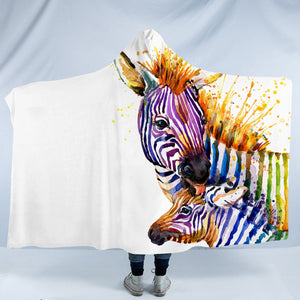 Watercolored Zebra SW0847 Hooded Blanket