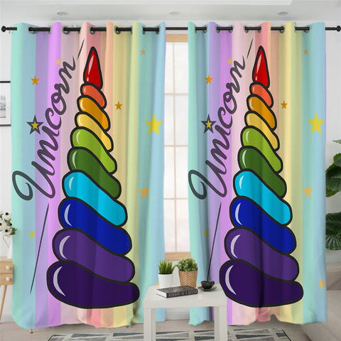 Image of Rainbow Unicorn 2 Panel Curtains