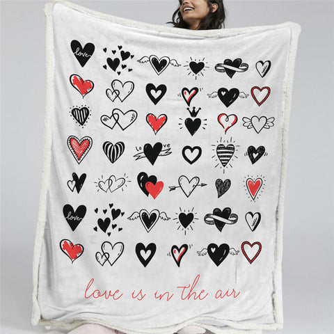 Image of Love Heart Sherpa Fleece Blanket