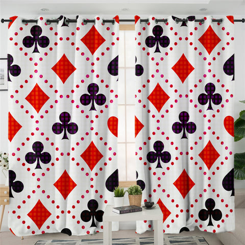 Image of Card Suits Diamond Patten 2 Panel Curtains