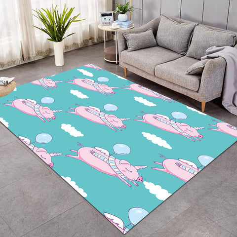 Image of Levitate Pig Teal SW0065 Rug