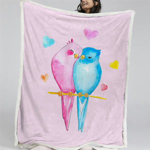 Couple Bird Sherpa Fleece Blanket