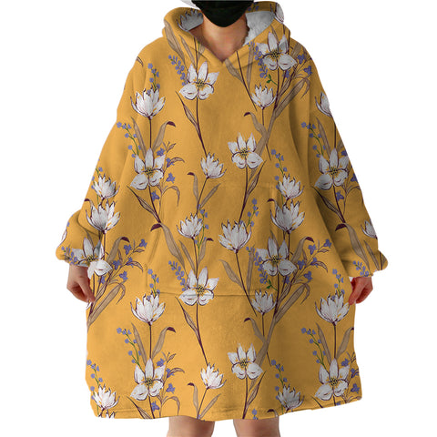 Image of White Flowers Mango SWLF2320 Hoodie Wearable Blanket