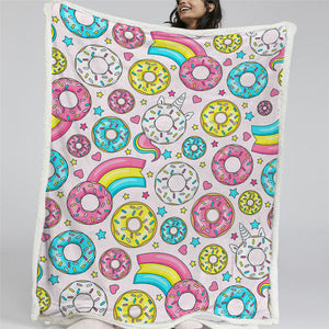 Cute Donut Themed Sherpa Fleece Blanket