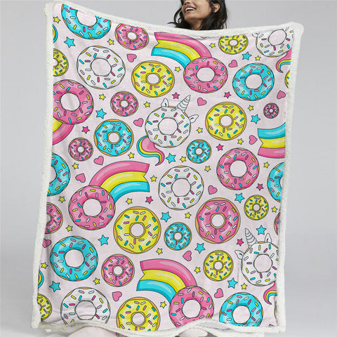 Image of Cute Donut Themed Sherpa Fleece Blanket