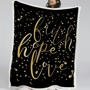 Faith Hope Love Sherpa Fleece Blanket