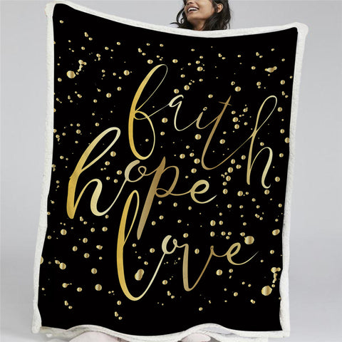 Image of Faith Hope Love Sherpa Fleece Blanket