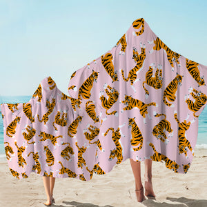 Cute Tiger Pink Hooded Towel