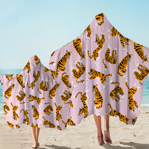 Image of Cute Tiger Pink Hooded Towel