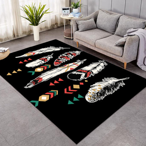 Image of Aztec Feathers Black SW0448 Rug