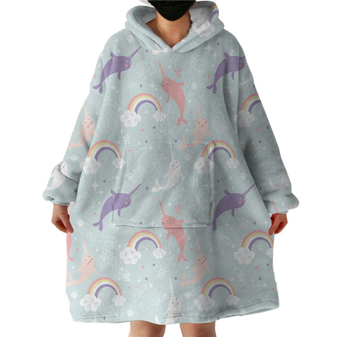 Image of Rainbow Narwhals SWLF2194 Hoodie Wearable Blanket