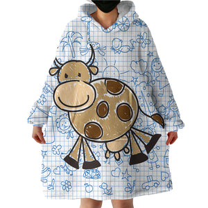 Cow Sketch SWLF0746 Hoodie Wearable Blanket