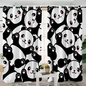 Cute Pandas Style 2 Panel Curtains