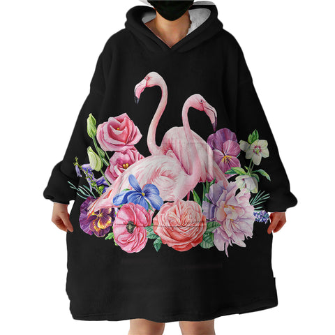 Image of Floral Flamingo SWLF1194 Hoodie Wearable Blanket