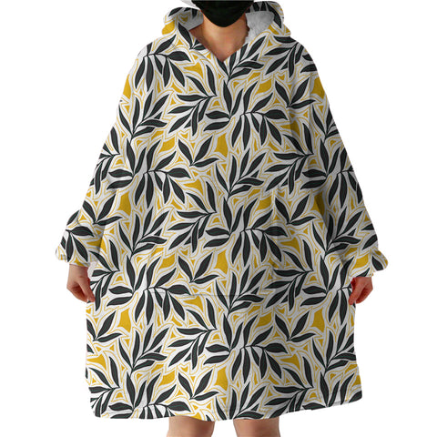 Image of Black Leaves SWLF2246 Hoodie Wearable Blanket