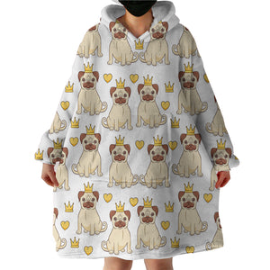 Crowned Pug SWLF2707 Hoodie Wearable Blanket