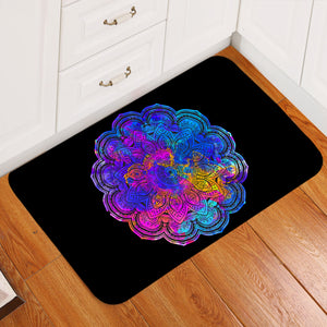 Dharma Wheel Black Door Mat