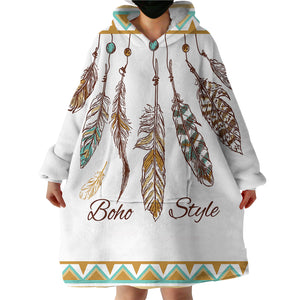 Boho Feathers SWLF1649 Hoodie Wearable Blanket