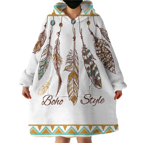 Image of Boho Feathers SWLF1649 Hoodie Wearable Blanket