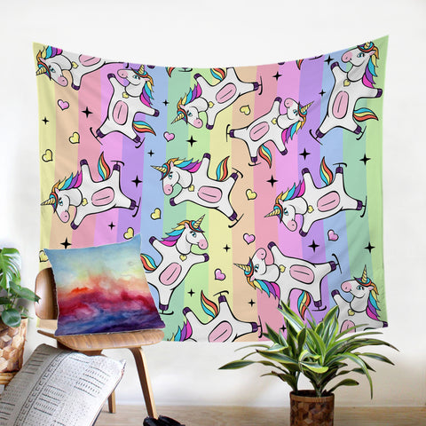 Image of Rainbow Unicorns SW0756 Tapestry