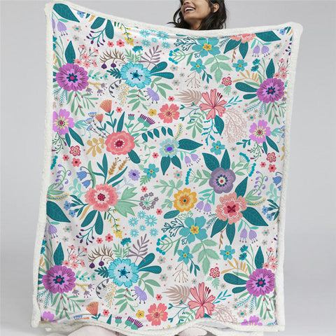 Image of Attracts Flowers Sherpa Fleece Blanket