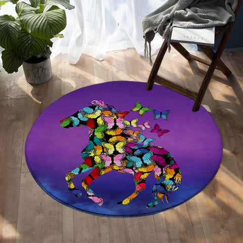 Image of Butterfly Horse SW1549 Round Rug