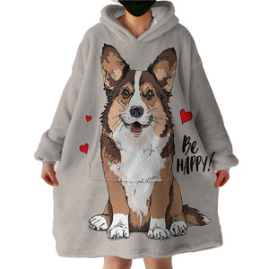 Be Happy Corgi SWLF2520 Hoodie Wearable Blanket