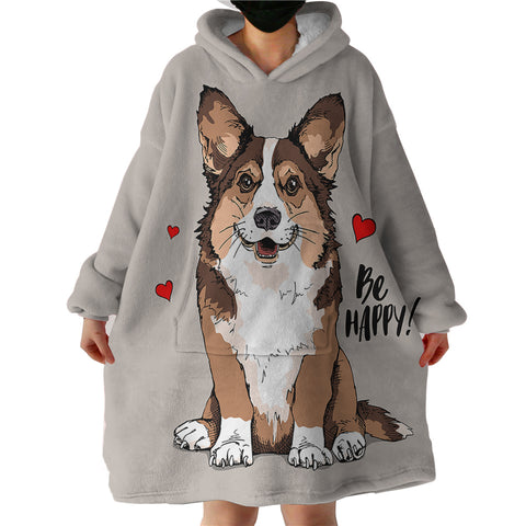 Image of Be Happy Corgi SWLF2520 Hoodie Wearable Blanket