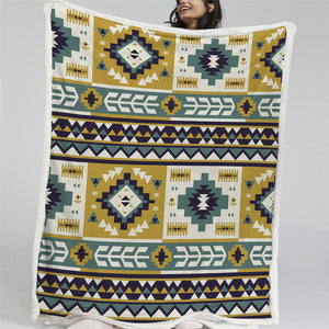 Aztec Designs Sherpa Fleece Blanket