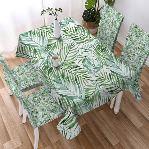 Image of Tropical Palm Leaves Tablecloth - Beddingify