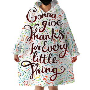 Thankful Quote SWLF1835 Hoodie Wearable Blanket