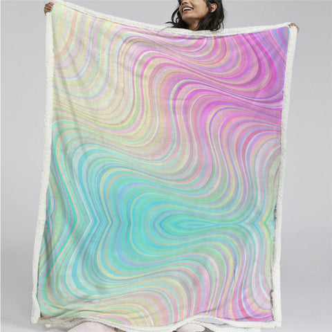 Image of Pastel Themed Sherpa Fleece Blanket - Beddingify