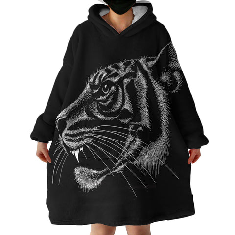Image of B&W Tiger SWLF1661 Hoodie Wearable Blanket