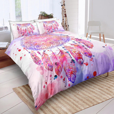 Image of Pink Feather Dreamcatcher Bedding Set - Beddingify