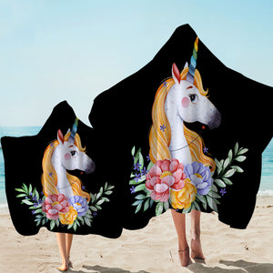 Miss Unicorn Black Hooded Towel