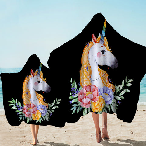 Image of Miss Unicorn Black Hooded Towel